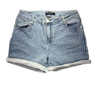 BACCINI Mid-Rise Cuffed Hem Denim Jeans Shorts‎ Women Sz 6P Light Blue Striped